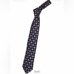 Eton Navy w/ green Medallion print silk Tie